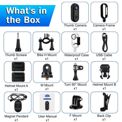 Travel Ready 4K Camera Mini HD 1080P   Action Cam Wireless WiFi Bodycam Sport Recorder Pocket Lens Outdoor Adventure Photography