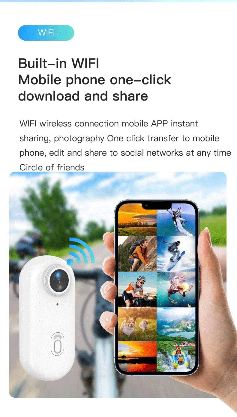 Travel Ready 4K Camera Mini HD 1080P   Action Cam Wireless WiFi Bodycam Sport Recorder Pocket Lens Outdoor Adventure Photography