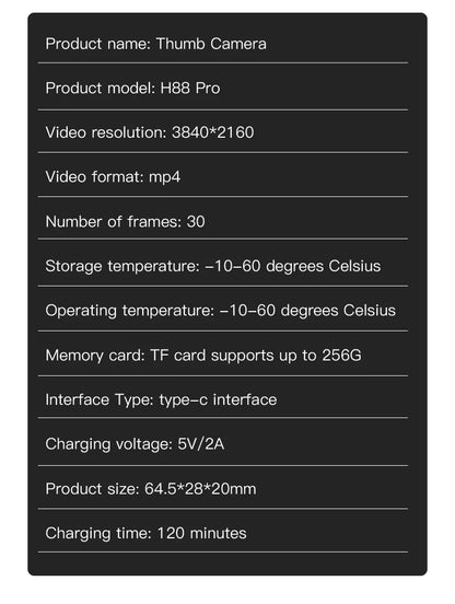 Travel Ready 4K Camera Mini HD 1080P   Action Cam Wireless WiFi Bodycam Sport Recorder Pocket Lens Outdoor Adventure Photography